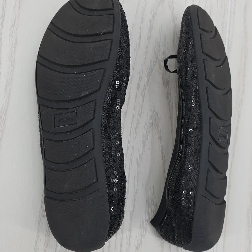 J. Khaki Black‎ Sequence Ballet Flats with Bow Kori 4.5M
